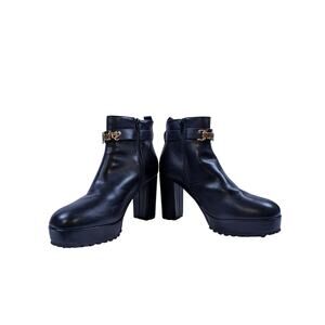 Juicy Couture Python Womens 9 Block Heel Zip Up Ankle Boots Faux Leather Jeweled